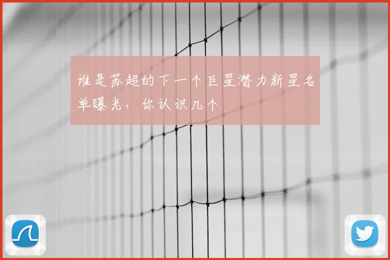 谁是苏超的下一个巨星潜力新星名单曝光，你认识几个